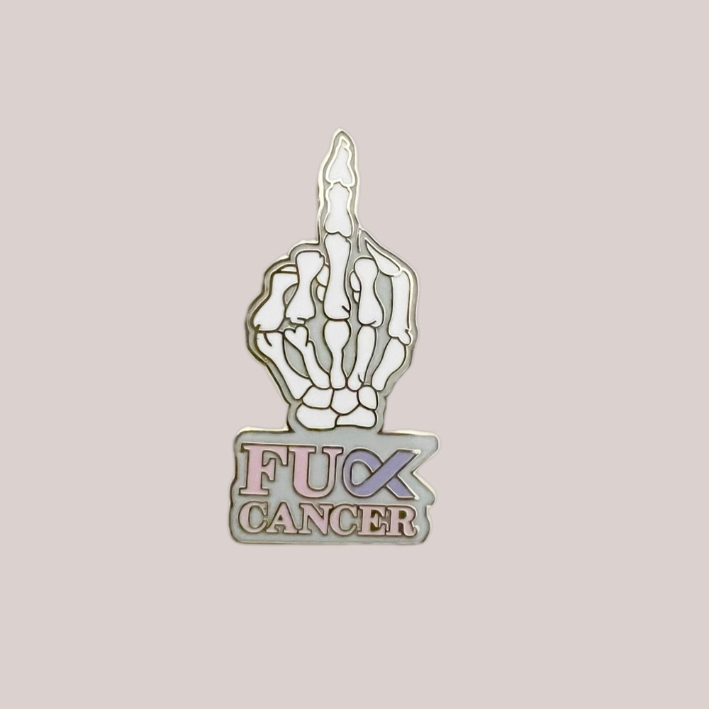 F*ck Cancer Skeleton Middle Finger Enamel Pin